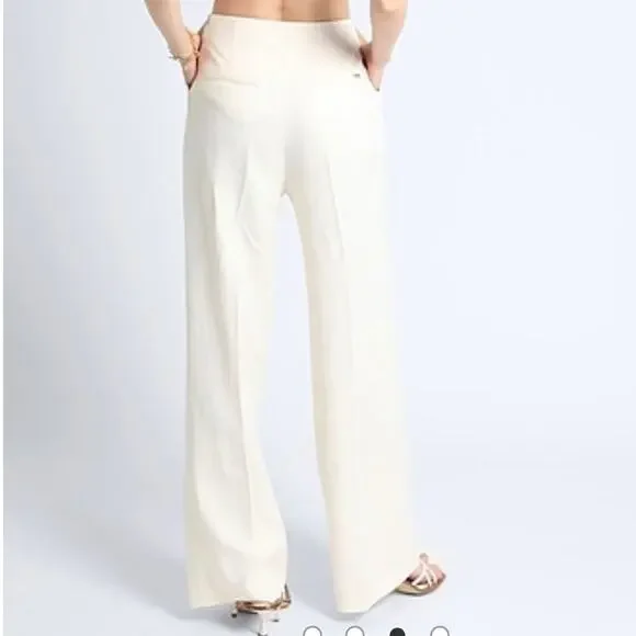 NWT Boss Tapito linen high rise wide leg trouser pants in Open White, 16